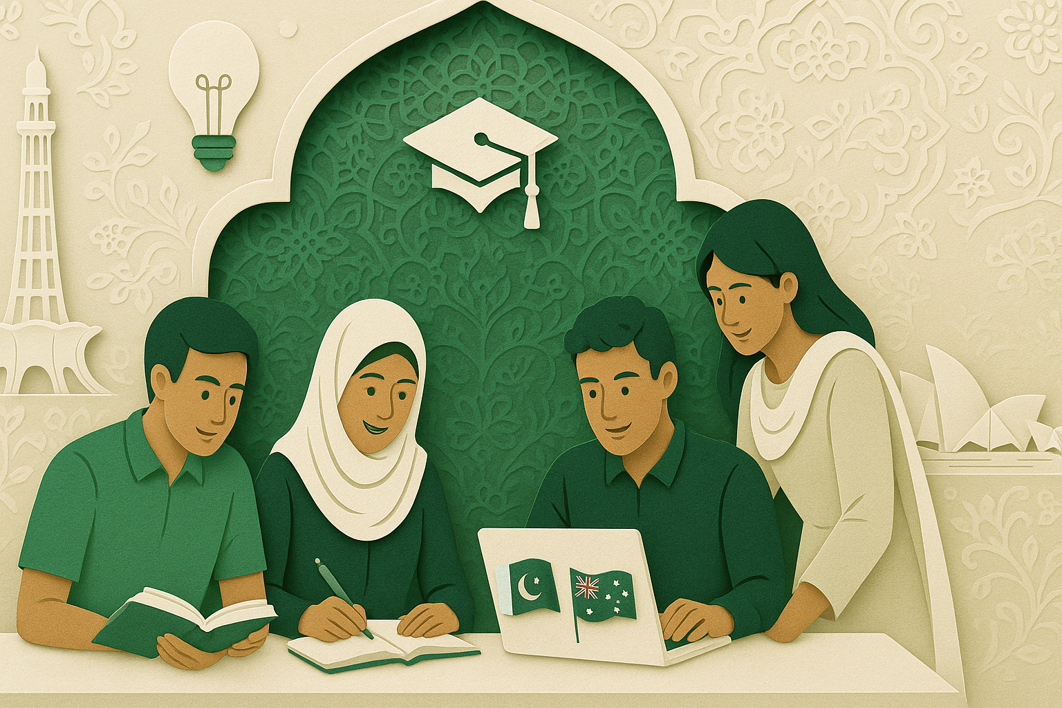 Student studying with laptop and books